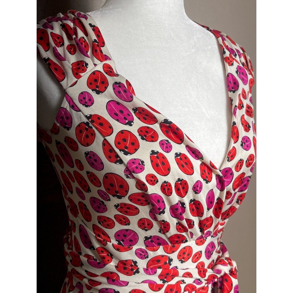 Diane von Furstenberg Dress Celosa Wrap Silk Jersey Pockets Coquette Womens 4 XS - Picture 4 of 16